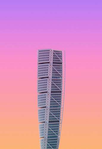 high rise white high-rise building under a purple sky town